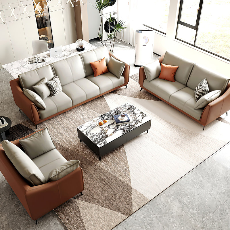 Leather sofa set wayfair discount